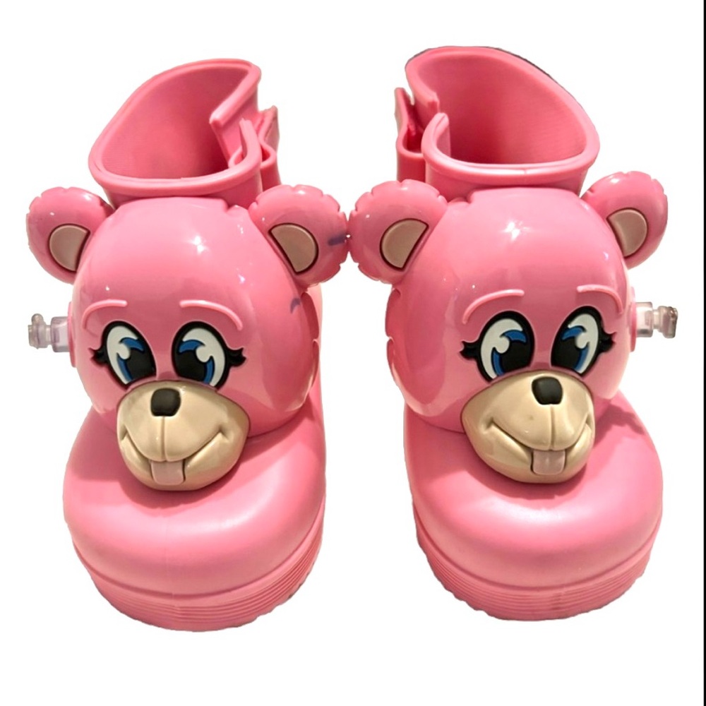 Mini Melissa + Jeremy Scott Pink Monkey Rainboots Water Resistant Boots Sz 7/8